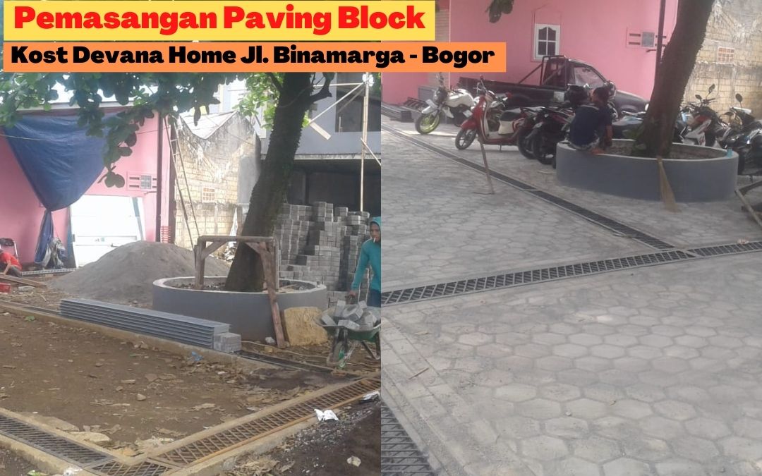 Pemasangan Paving Block di Kost Devana Home Jl Binamarga – Bogor